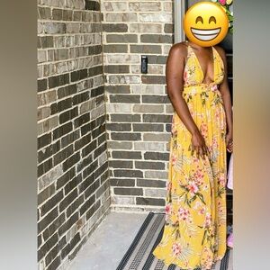 Floral Yellow Maxi Dress